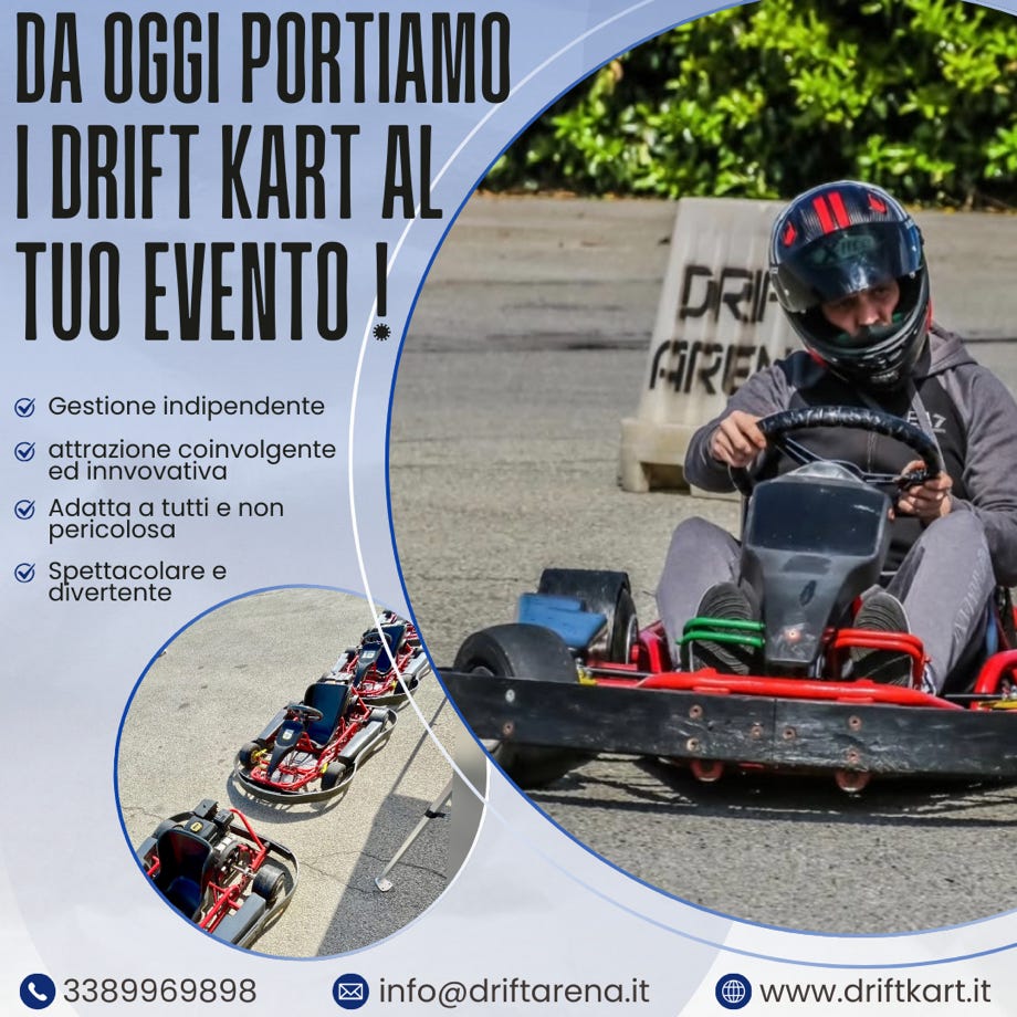 Locandina nuova, da oggi portiamo i Drift Kart al vostro Evento, raduno, manifestazione